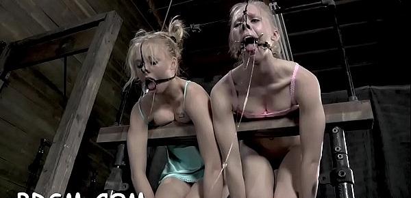  Blindfolded and gagged beauty gets her cookie shovelled with toy